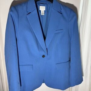 H&M Blue Single-Button Notch Lapel Blazer